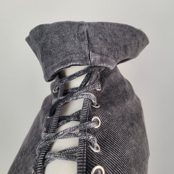 Missguided Women's Gray Washed Extreme Lace Up Turtleneck Sweatshirt Size US 4 - Picture 9 of 16